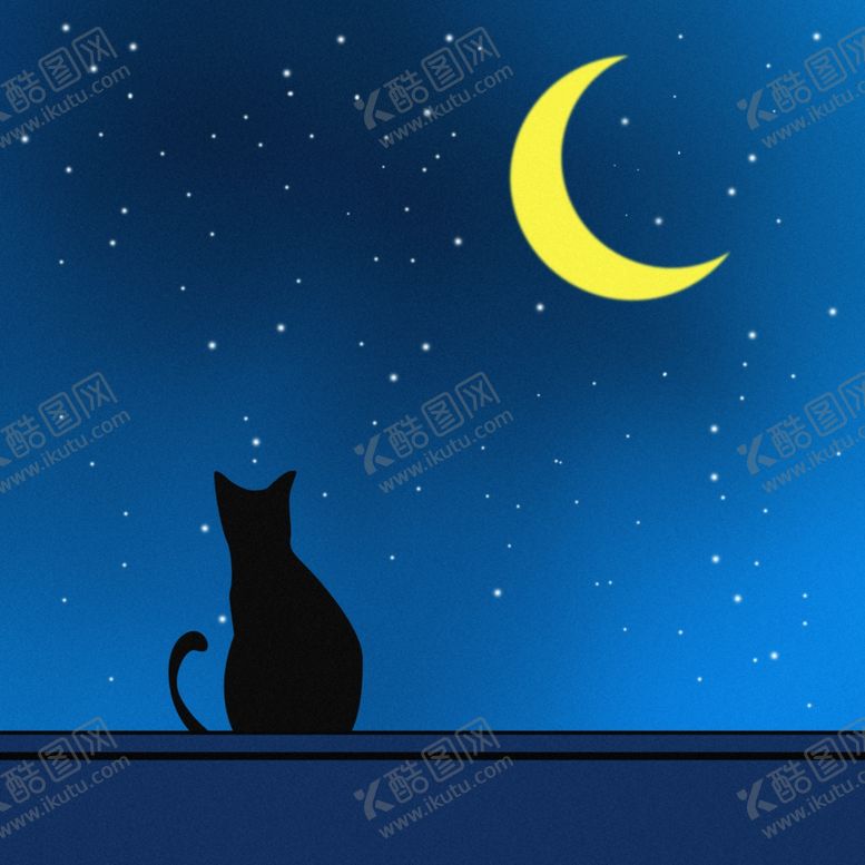 编号：24531009241208142573【酷图网】源文件下载-夜晚星空下窗台上的猫