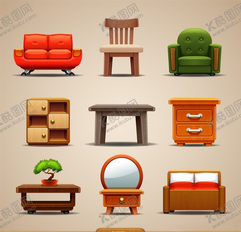 编号：48692710022011127420【酷图网】源文件下载-矢量彩绘家具
