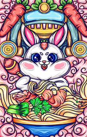 兔年插画生肖春节素材面