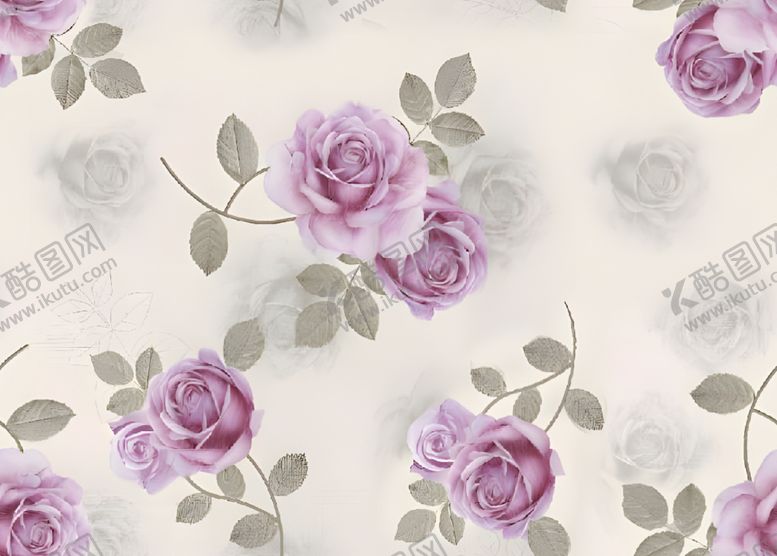 编号：65142104041739187048【酷图网】源文件下载-淡紫色玫瑰花纹壁纸图案