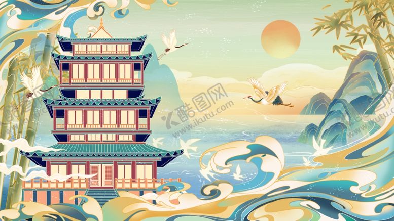 编号：51736411021431257395【酷图网】源文件下载-古风山水间的壮丽楼阁