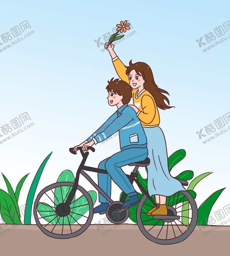 编号：02758409251050064691【酷图网】源文件下载- 情侣骑车 