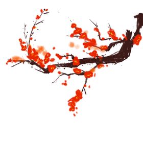中国风水墨梅积雪节日古典花