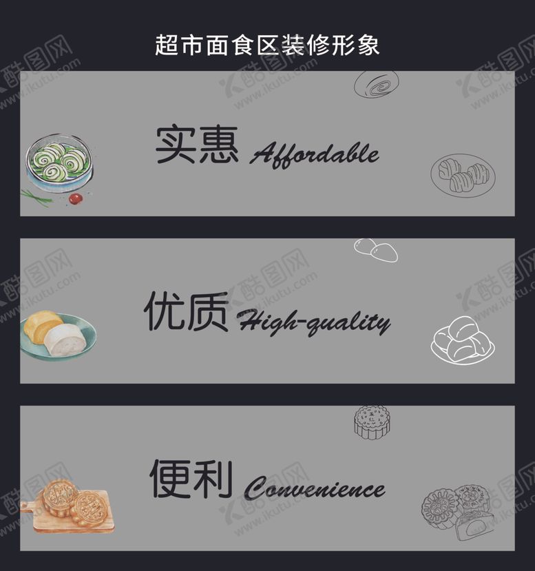 编号：79531004201624416448【酷图网】源文件下载-超市面点区装修玻璃吊楣形象