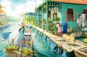 日式小清新街道风景插画