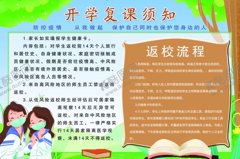 编号：79091210032000484289【酷图网】源文件下载-开学复课须知