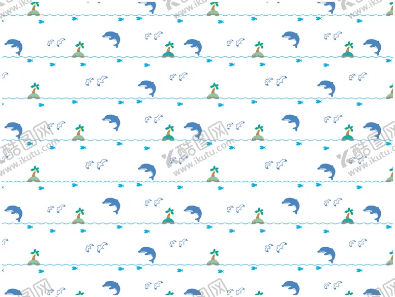 编号：89687706300420219622【酷图网】源文件下载-海豚等海洋元素无缝图案
