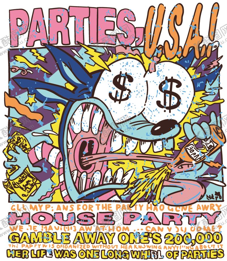 编号：82980809291318256684【酷图网】源文件下载-狼喝酒吐舌头搞怪