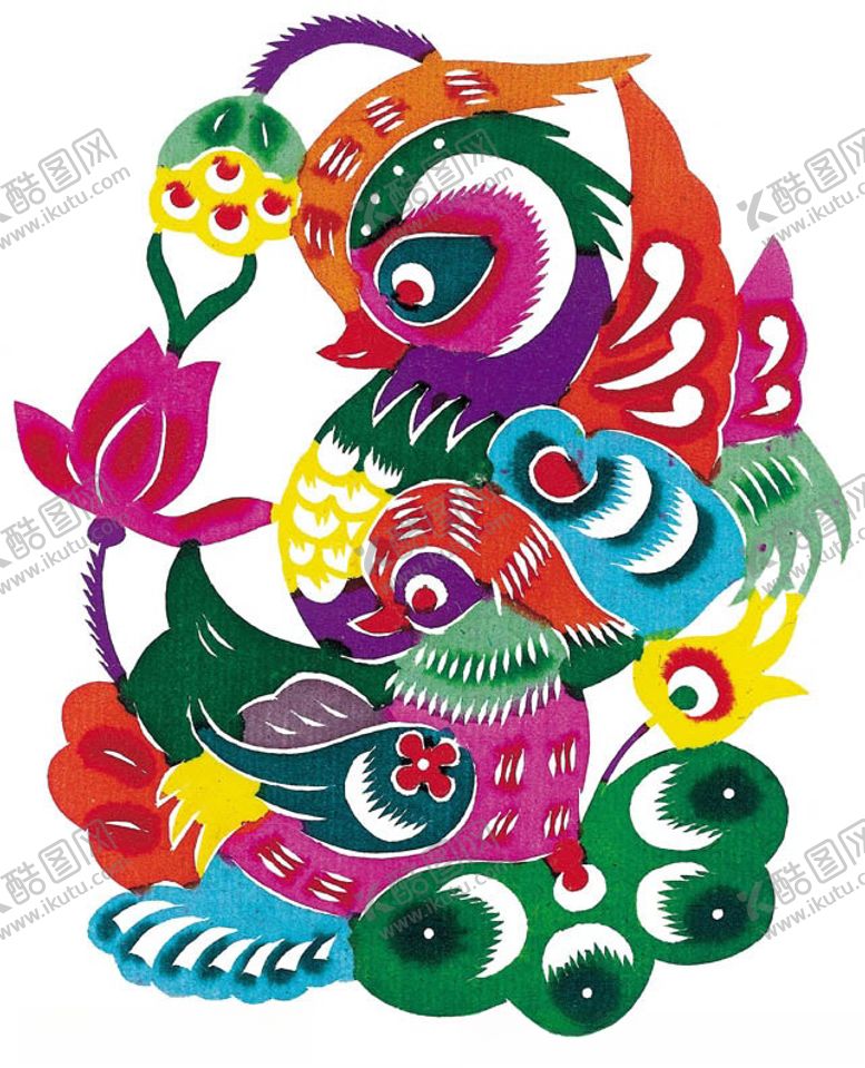 编号：21766109250146427538【酷图网】源文件下载-鸳鸯水彩剪纸