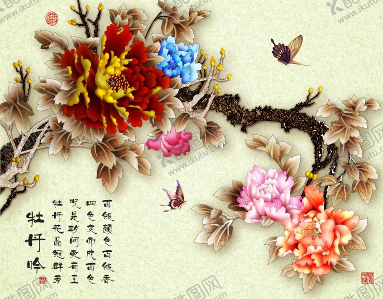 编号：32754705161814548189【酷图网】源文件下载-花卉背景墙
