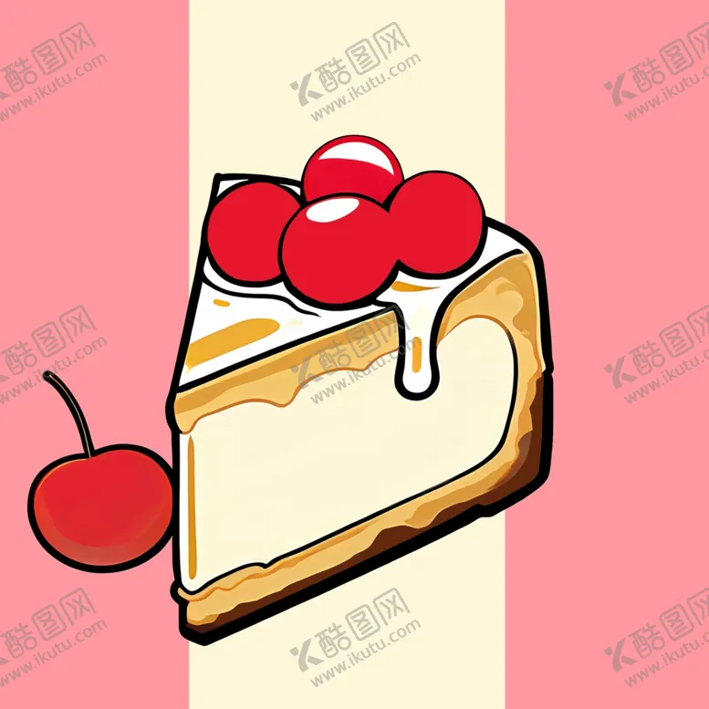 编号：69586902271220338605【酷图网】源文件下载-手绘卡通樱桃芝士蛋糕