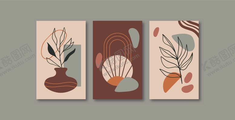 编号：25018609271842276560【酷图网】源文件下载-简约植物装饰画组合