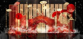 红金时尚轻奢中式婚礼效果图