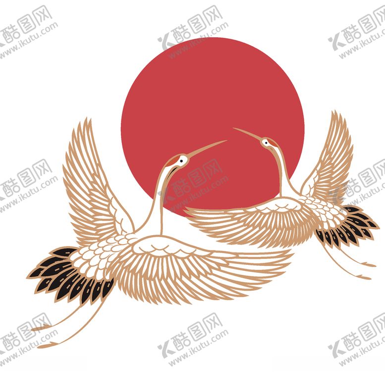 编号：25118706250436419266【酷图网】源文件下载-中国风古风仙鹤太阳