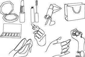 女性用品矢量插图