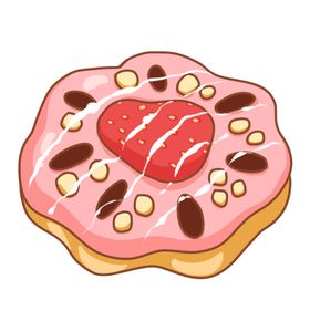 手绘插画美食甜品甜甜圈分层文件