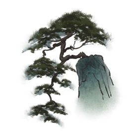 水墨松树