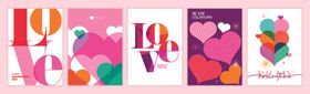 多彩爱心主题创意卡片