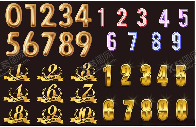 编号：46324804011839136575【酷图网】源文件下载-金色立体数字字符素材