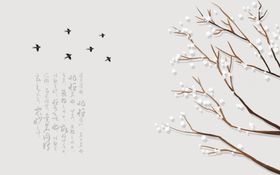 浮雕花梅花蝴蝶背景墙