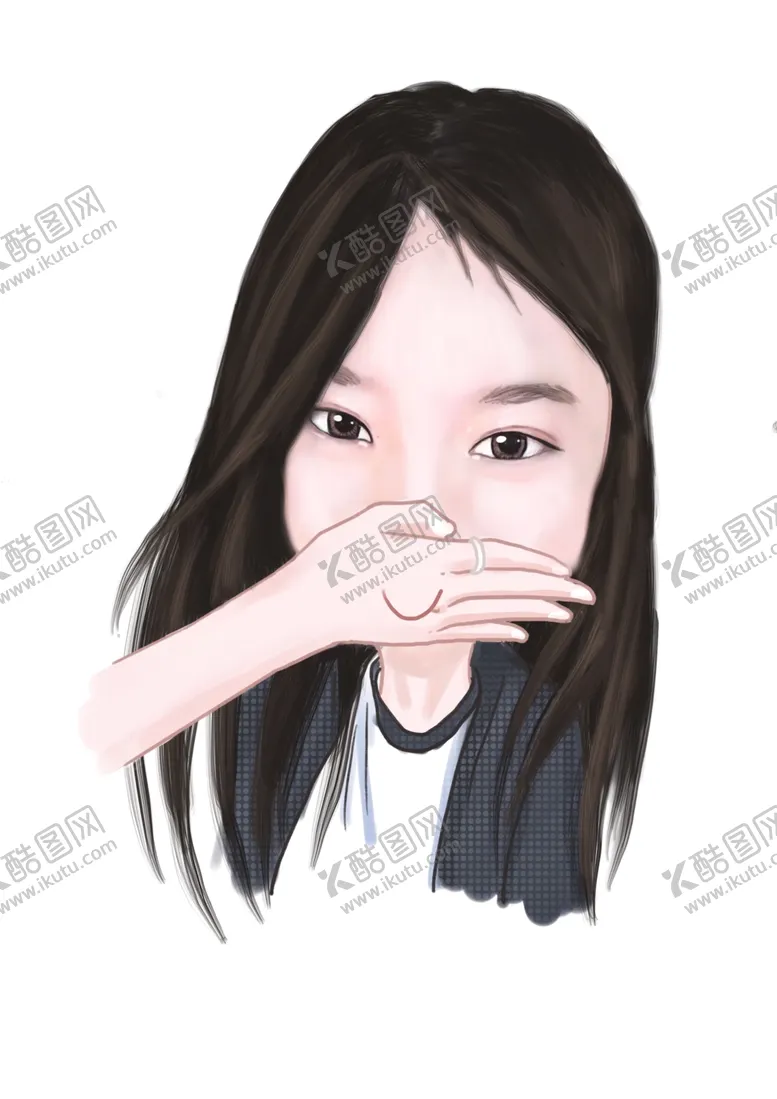编号：12280004161113266498【酷图网】源文件下载-掩嘴偷笑的小女生卡通