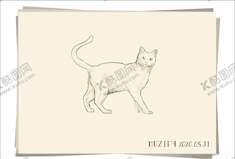 编号：34829310261728125501【酷图网】源文件下载-短毛猫素描画