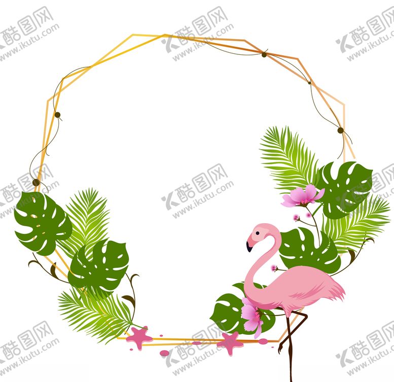 编号：88269410301141244893【酷图网】源文件下载-扁平热带植物边框