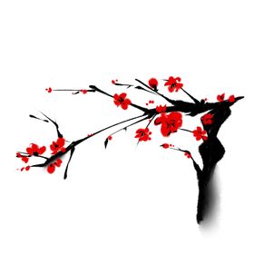 中国风水墨梅元宵元素燕子飞鸟