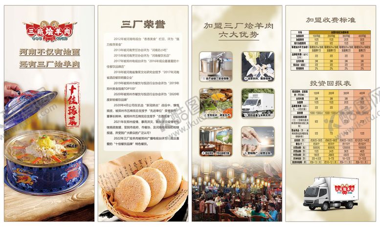 编号：39865009130954560926【酷图网】源文件下载-四折页  招商手册  海报 加盟三厂烩羊肉