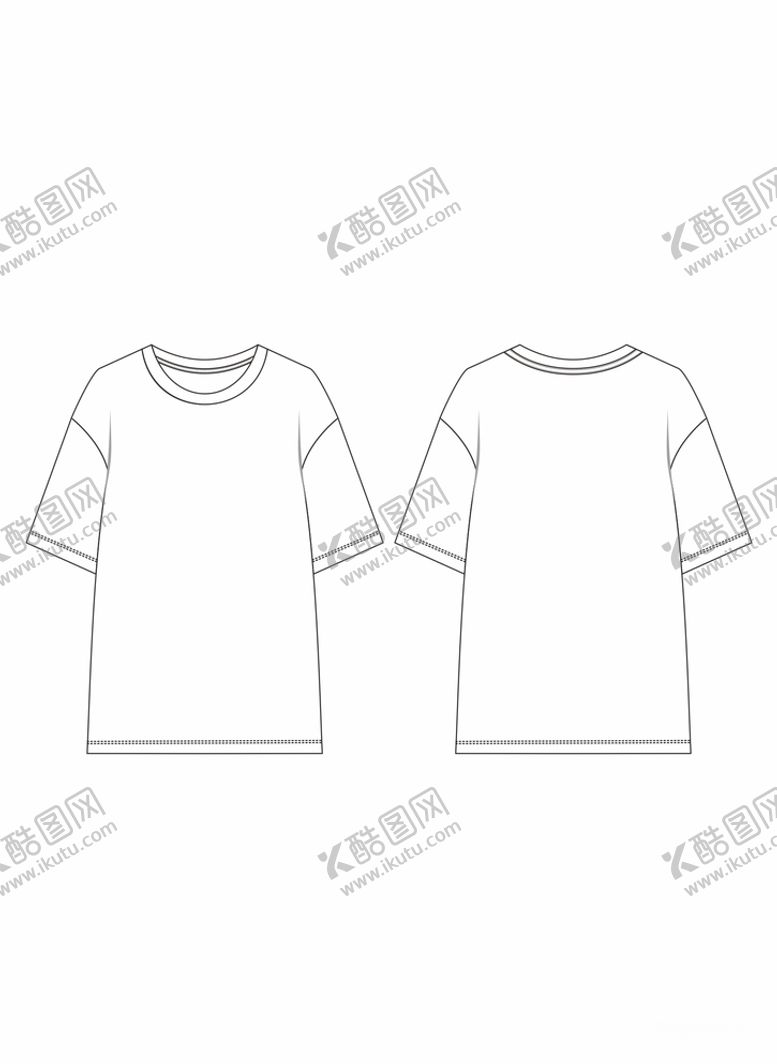 编号：71278110100306542350【酷图网】源文件下载-女装夏季落肩袖短袖T恤款式图