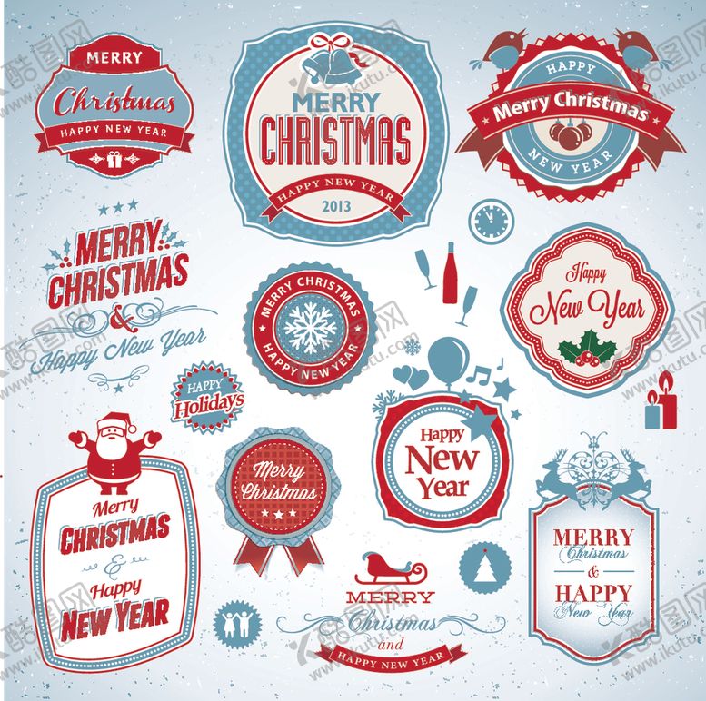 编号：40926204050417083476【酷图网】源文件下载-圣诞主题装饰标签设计元素