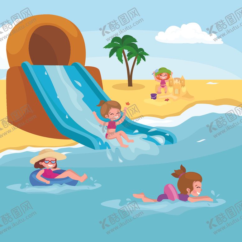 编号：86964105011612431945【酷图网】源文件下载-卡通沙滩