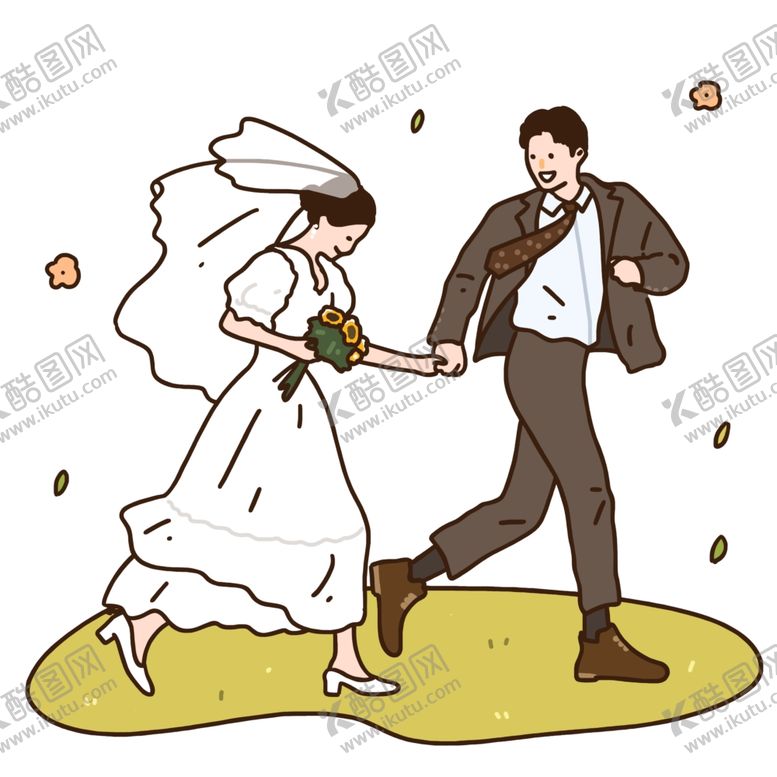 编号：36550501290030351387【酷图网】源文件下载-人物情侣插画手绘卡通插画情侣婚