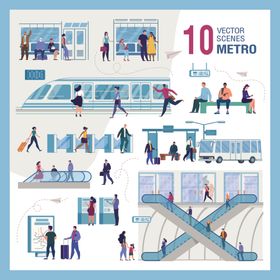 复古风地铁场景插画