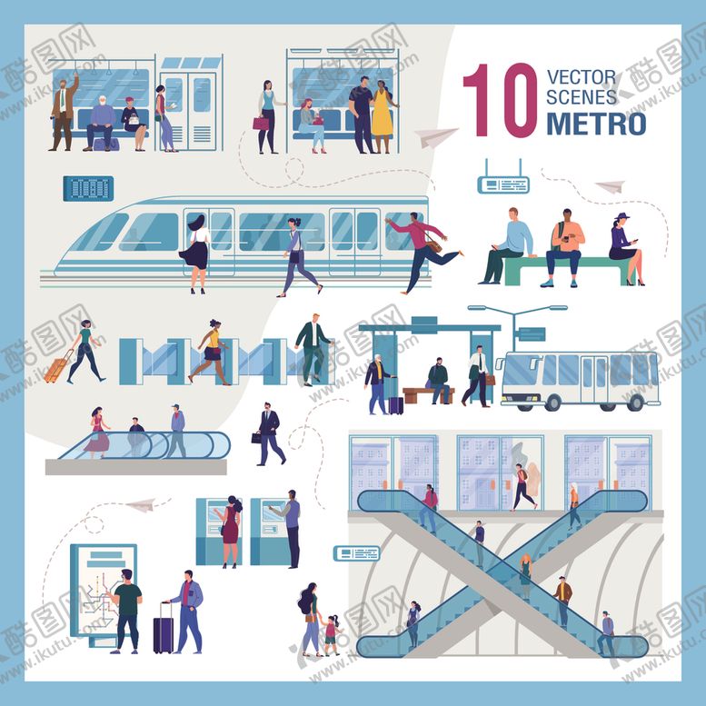 编号：53151511020048408381【酷图网】源文件下载-复古风地铁场景插画