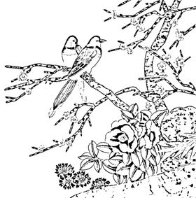 花鸟白描国画梅画图