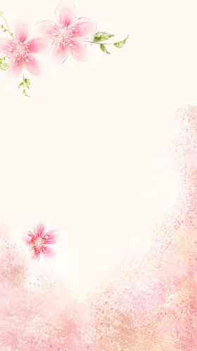 手绘粉色桃花海报设计图片印工笔画朵卡通