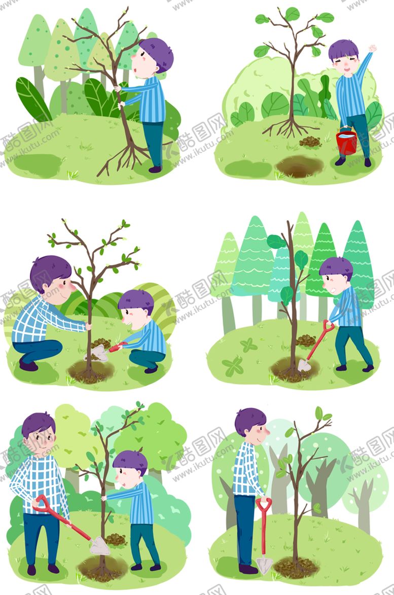编号：83449210170615398098【酷图网】源文件下载-植树节人物插画合集