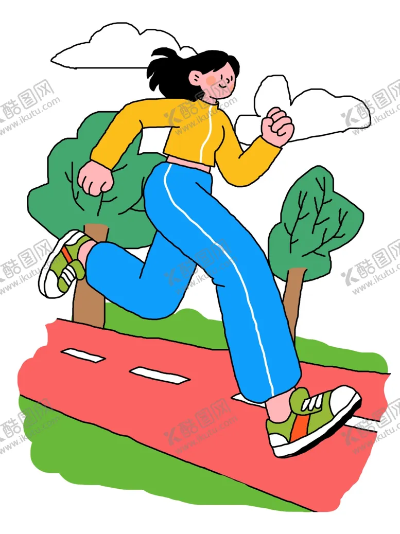编号：55325804041455039268【酷图网】源文件下载-卡通人物健身运动稚拙手绘插画