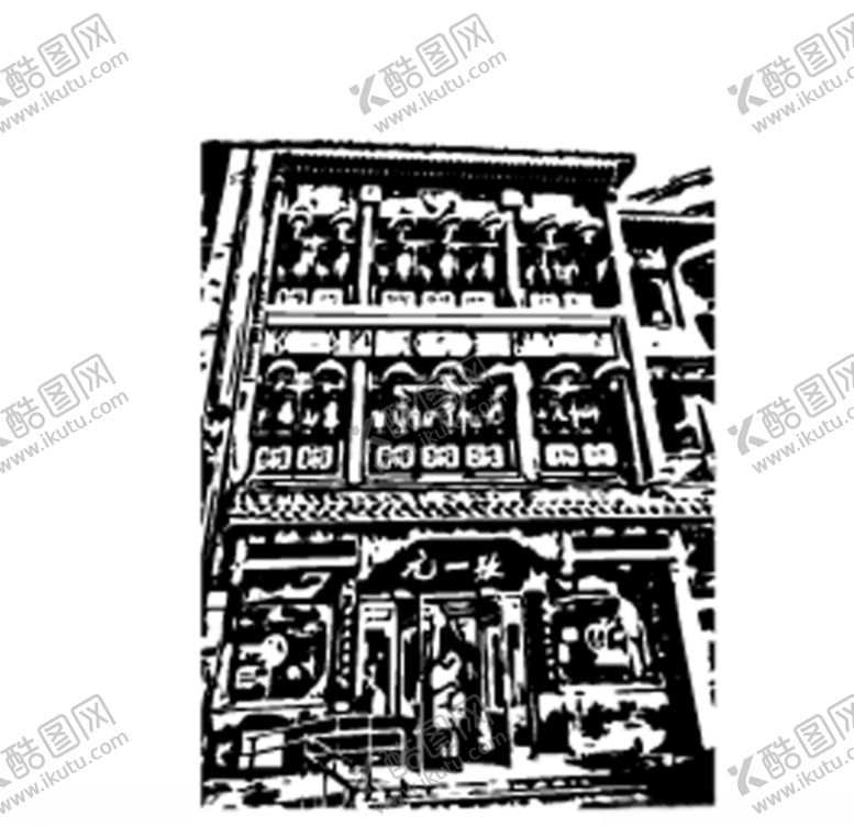 编号：95239610020422028855【酷图网】源文件下载-古代建筑物素材线稿矢量图