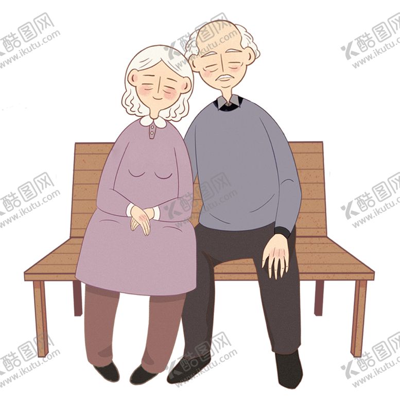 编号：40500409151805245956【酷图网】源文件下载-卡通老年人情侣手绘插画