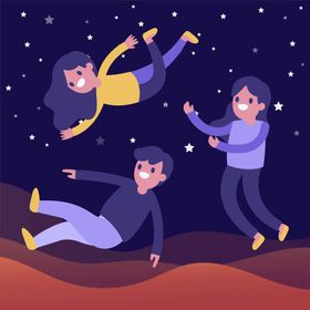 失重的人卡通物形象插图始终状态漂浮
