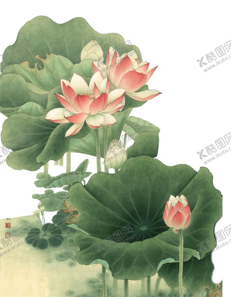 编号：77595804192145044933【酷图网】源文件下载-荷花荷叶复古背景海报素材
