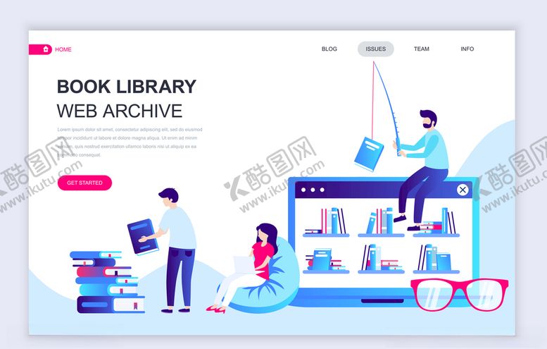 编号：16117509131431169617【酷图网】源文件下载-系列商务插画线上阅读图书馆知识