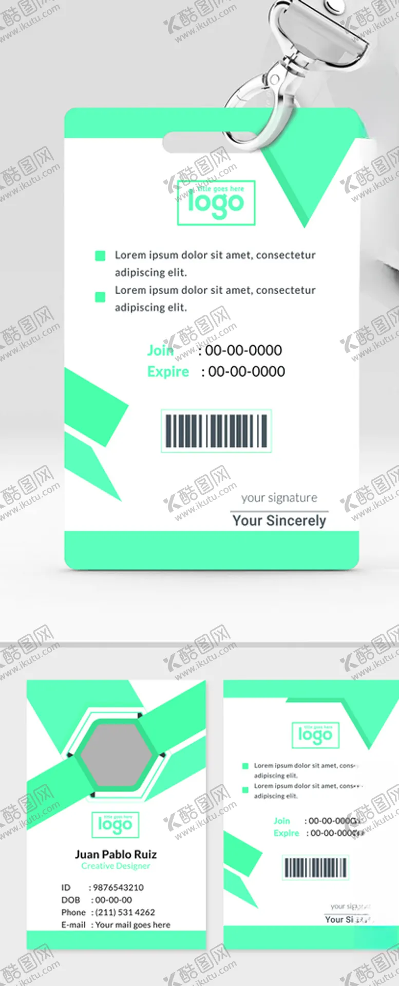 编号：36813006251755484344【酷图网】源文件下载-简约工作证