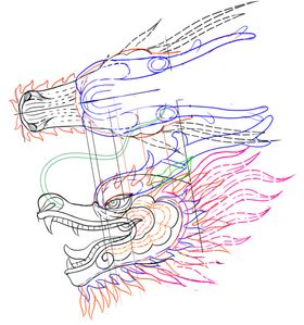 春节彩灯龙头线稿施工图