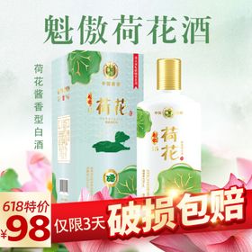 白酒荷花促销海报主图图片
