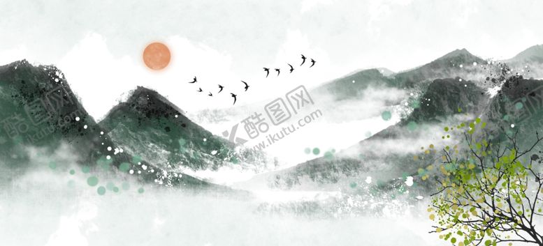 编号：45721709250551086684【酷图网】源文件下载-中国风新中式山水画