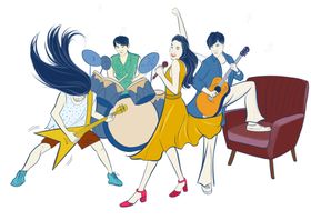 音乐摇滚人物剪影插画卡通素材