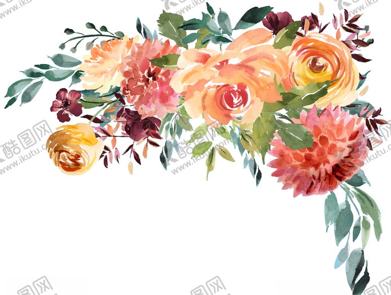 编号：36104209131604385650【酷图网】源文件下载-水彩创意花朵植物